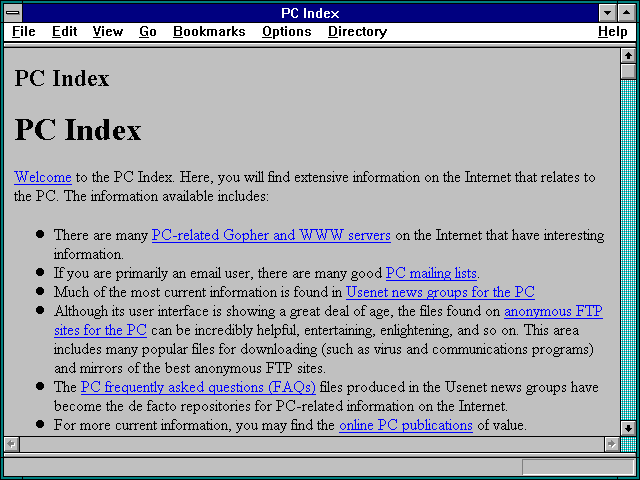 Screenshot of PC Index