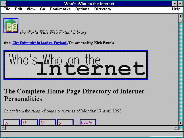Screenshot of Who's Who on the Internet