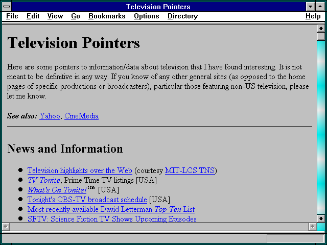 Screenshot of Television Pointers