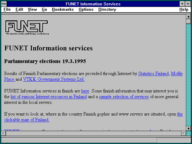 Screenshot of FUNET Information Services