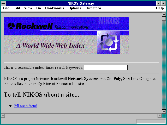 Screenshot of NIKOS Gateway