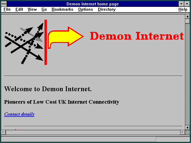 Screenshot of Demon Internet home page