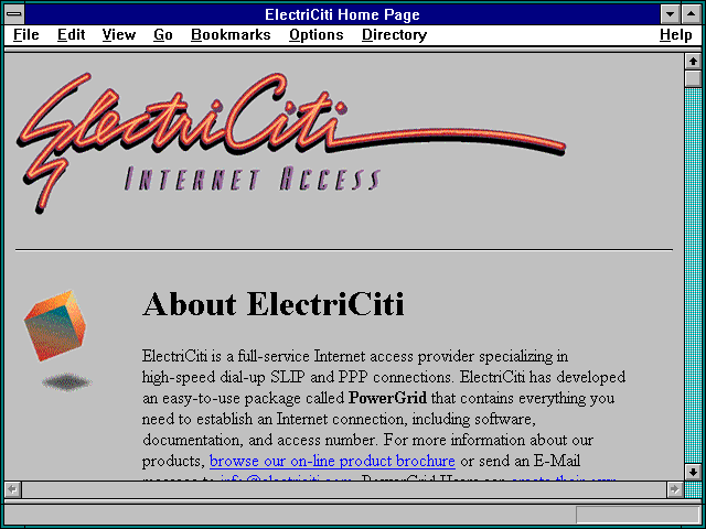 Screenshot of ElectriCiti Home Page