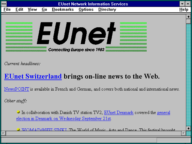 Screenshot of EUnet Network Information Services