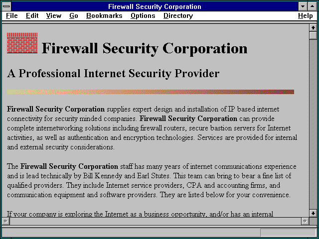 Screenshot of Firewall Security Corporation