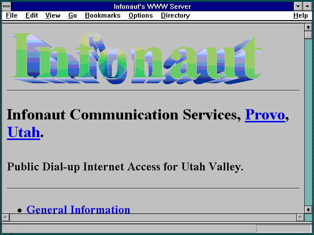 Screenshot of Infonaut's WWW Server