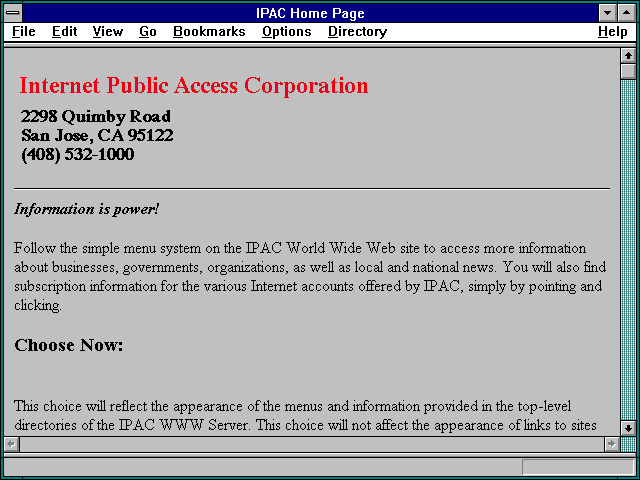 Screenshot of IPAC Home Page