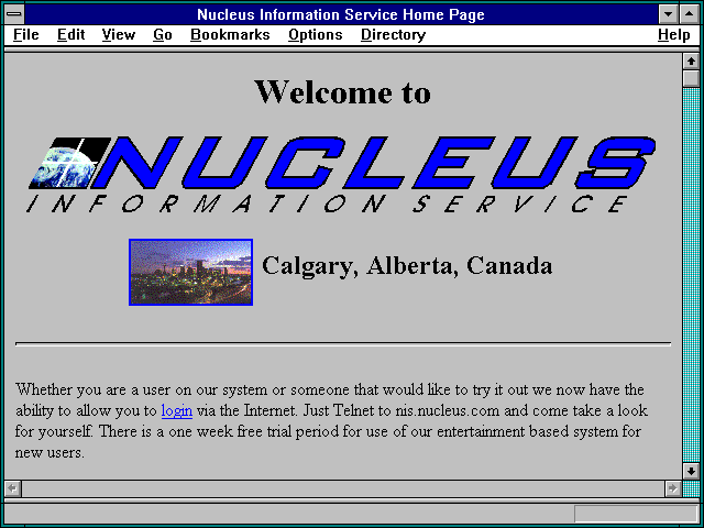Screenshot of Nucleus Information Service Home Page
