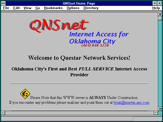Screenshot of QNSnet Home Page