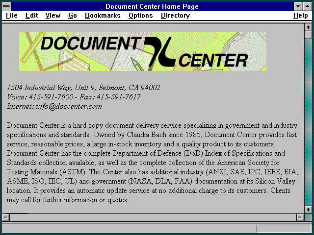 Screenshot of Document Center Home Page