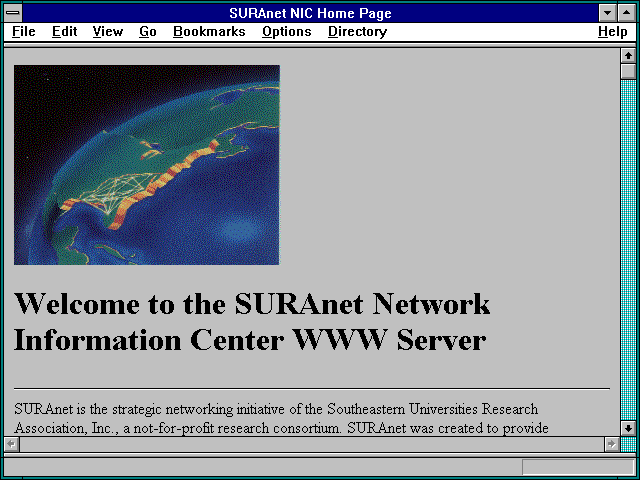 Screenshot of SURAnet guide to Archie