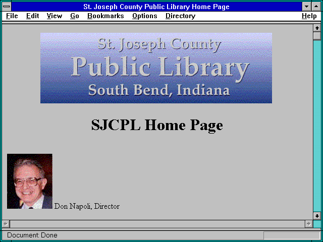 Screenshot of St. Joseph County Public Library Home Page