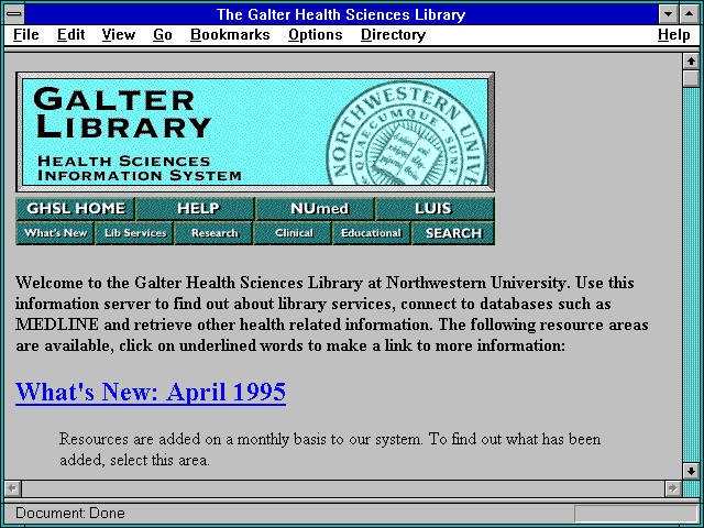 Screenshot of Galter Library - Northwestern University