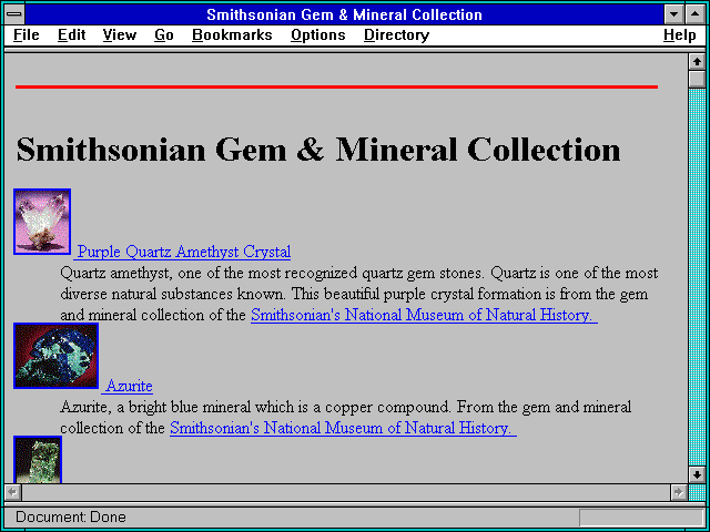 Screenshot of Smithsonian Gem & Mineral Collection