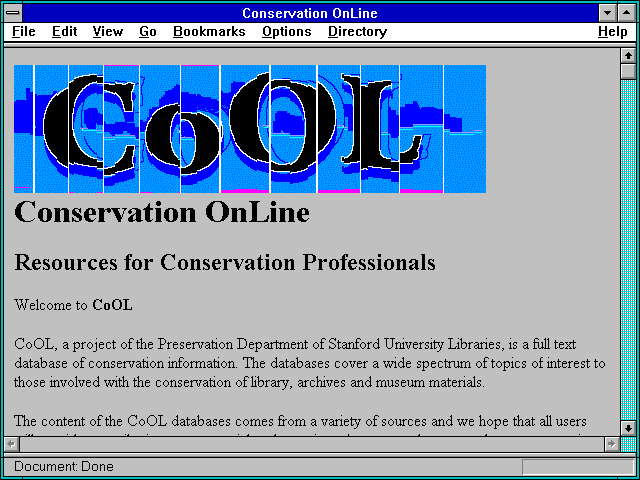 Screenshot of Conservation OnLine