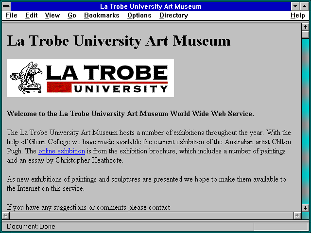 Screenshot of La Trobe University Art Museum