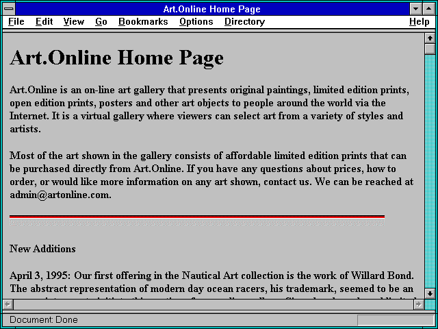 Screenshot of Art.Online Home Page