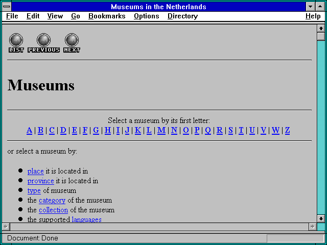 Screenshot of Museums in the Netherlands