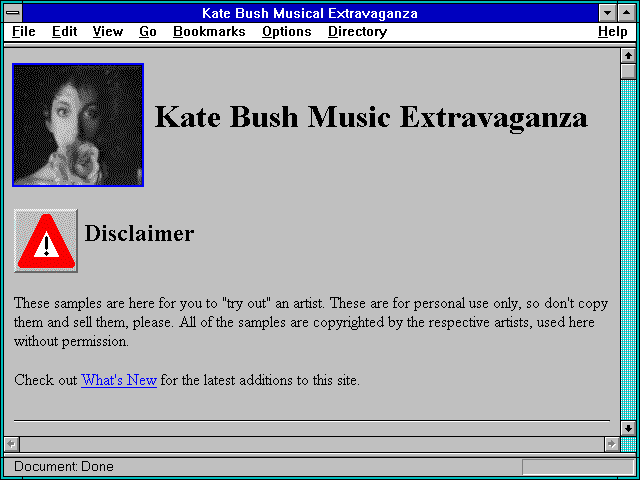 Screenshot of Kate Bush Musical Extravaganza