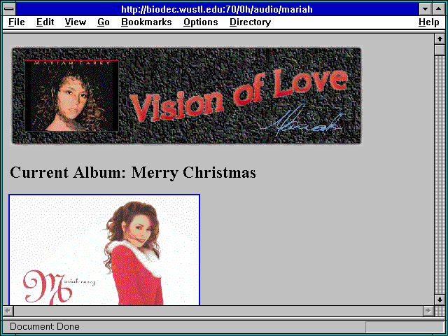 Screenshot of http://biodec.wustl.edu:70/0h/audio/mariah