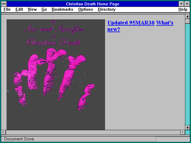 Screenshot of Christian Death Home Page