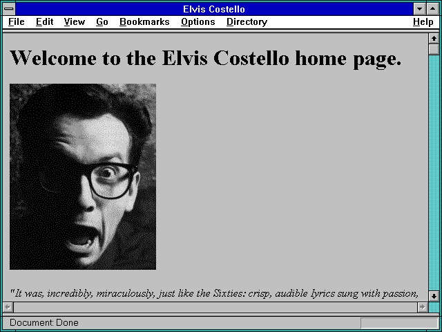 Screenshot of Elvis Costello