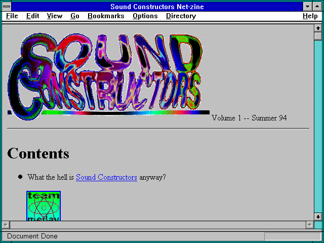 Screenshot of Sound Constructors Net-zine