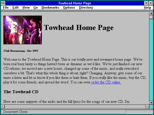 Screenshot of Towhead Home Page