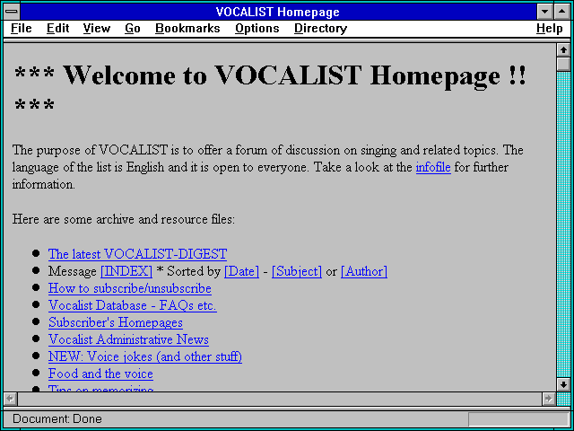 Screenshot of VOCALIST Homepage