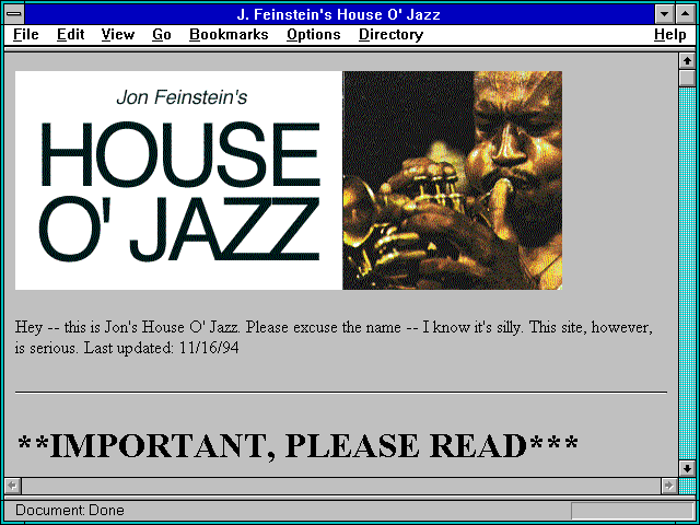 Screenshot of J. Feinstein's House O' Jazz