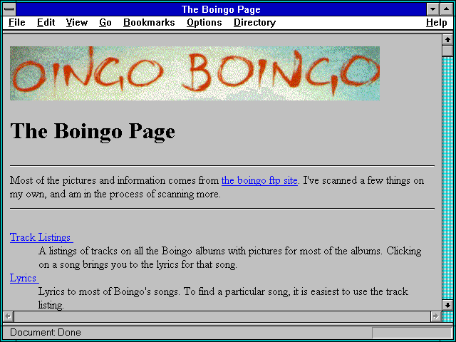 Screenshot of The Boingo Page