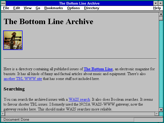 Screenshot of The Bottom Line Archive