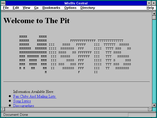 Screenshot of Misfits Central