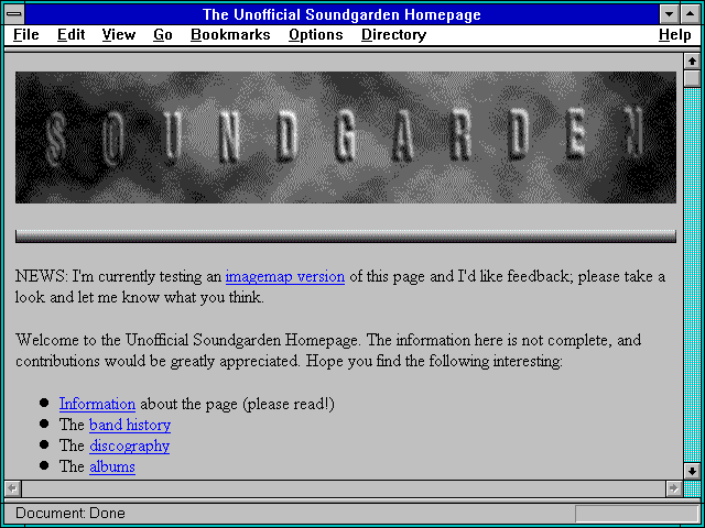 Screenshot of The Unofficial Soundgarden Homepage