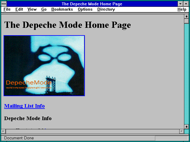 Screenshot of The Depeche Mode Home Page