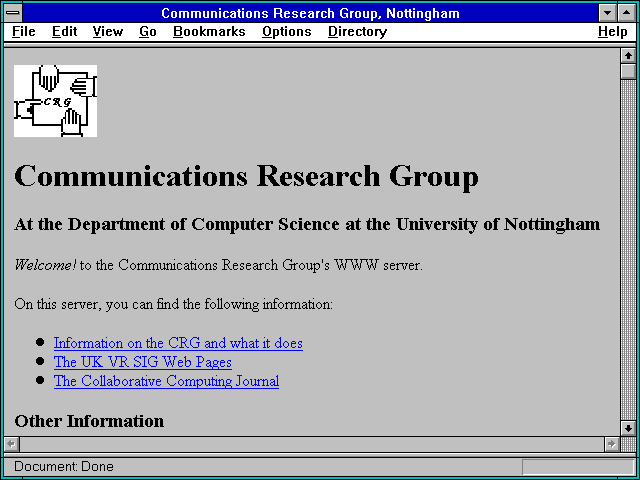 Screenshot of Communications Research Group Nottingham