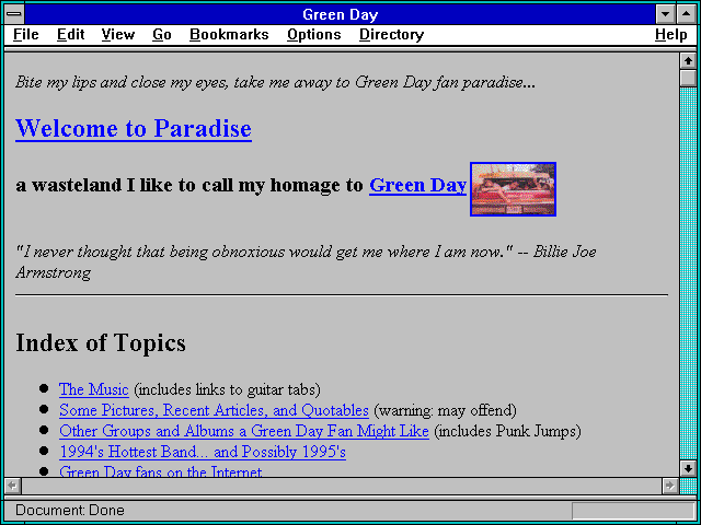 Screenshot of Green Day