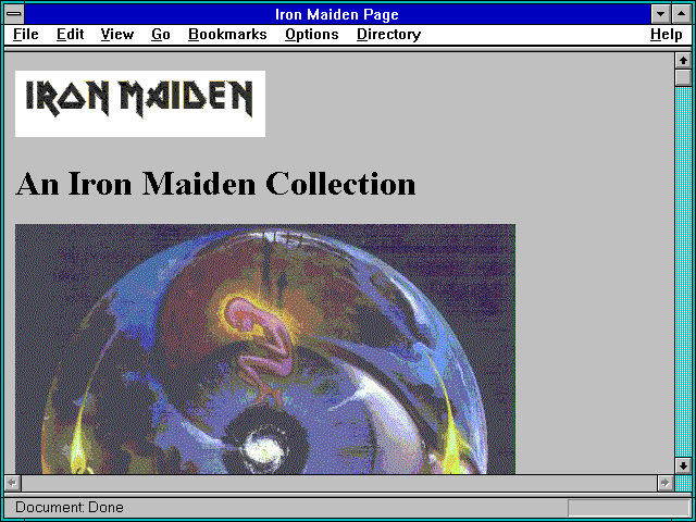 Screenshot of Iron Maiden Page