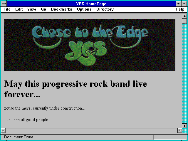 Screenshot of YES HomePage