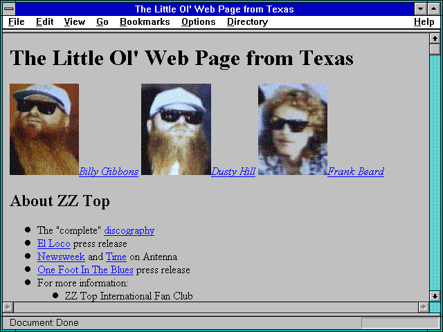 Screenshot of The Little Ol' Web Page from Texas