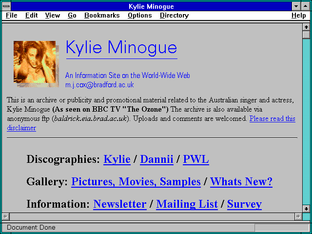 Screenshot of Kylie Minogue