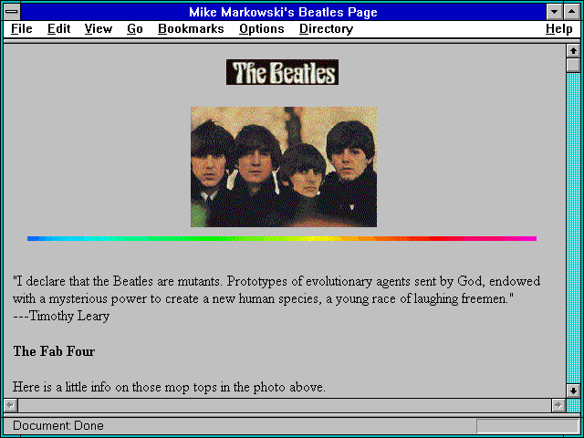 Screenshot of Mike Markowski's Beatles Page