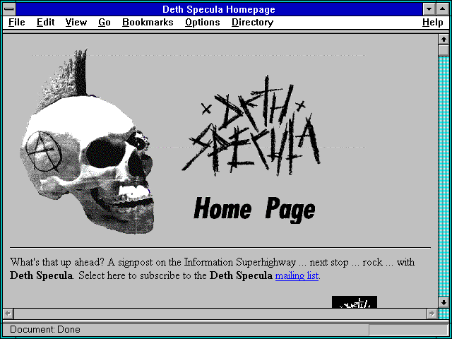 Screenshot of Deth Specula Homepage