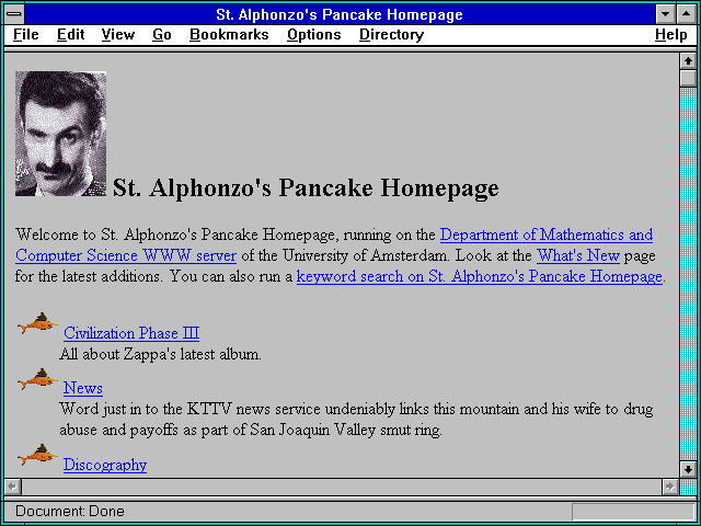 Screenshot of St. Alphonzo's Pancake Homepage
