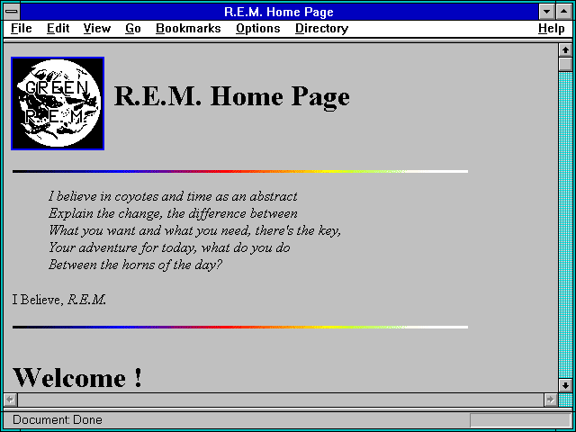Screenshot of R.E.M. Home Page