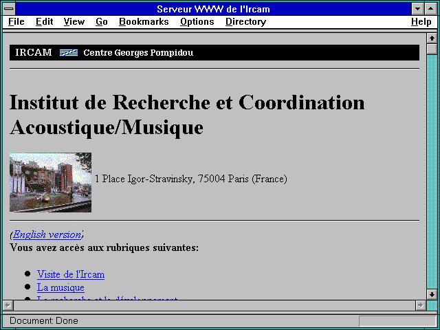 Screenshot of Serveur WWW de l'Ircam