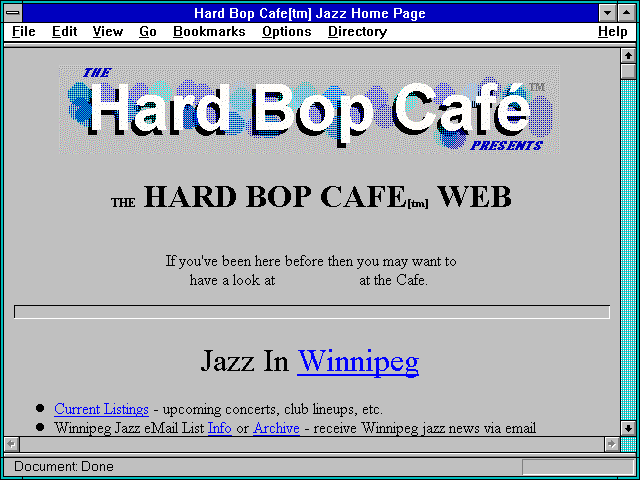 Screenshot of Hard Bop Cafe[tm] Jazz Home Page