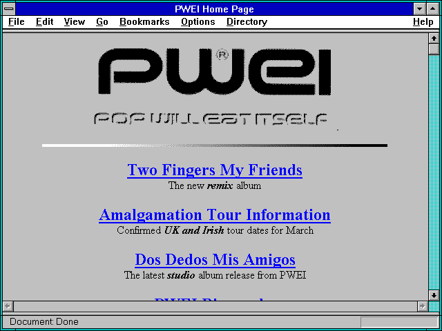 Screenshot of PWEI Home Page