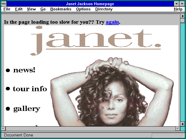 Screenshot of Janet Jackson Homepage