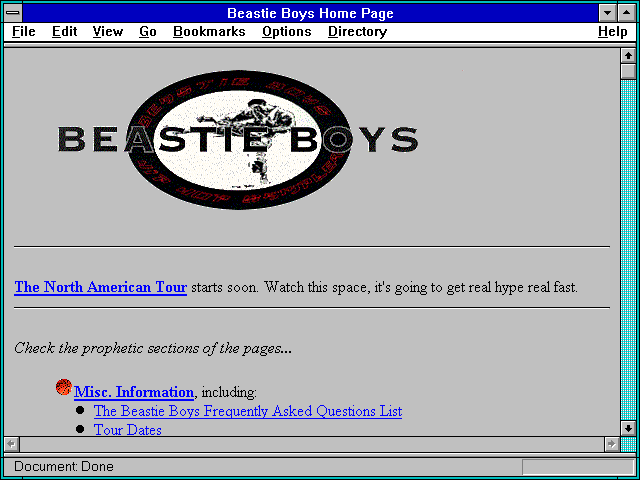 Screenshot of Beastie Boys Home Page
